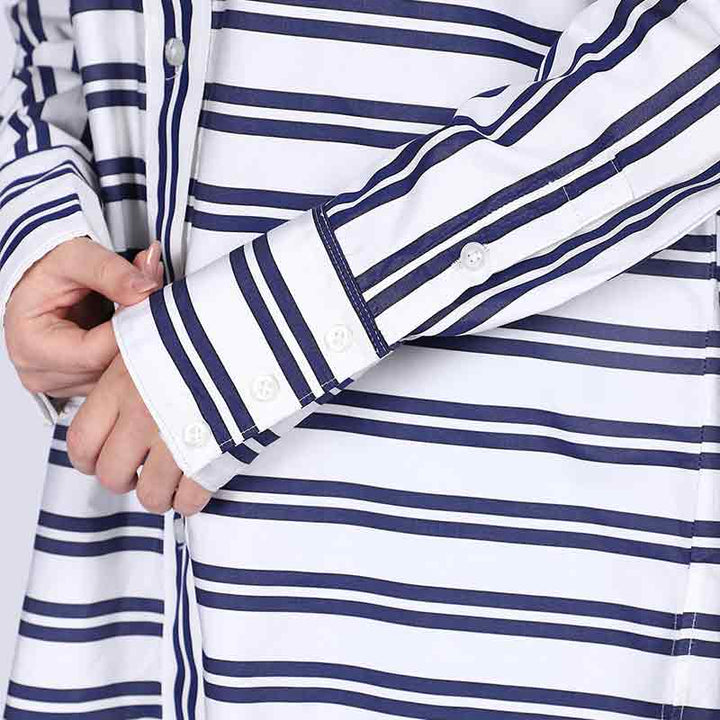 Saint Womens Blue Stripe Cotton Shirt