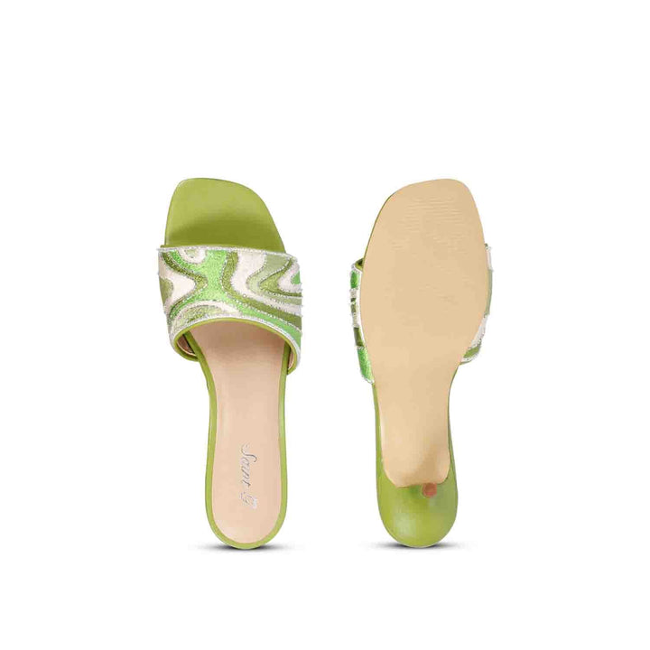 Saint Rina Green Hand Embroidered Leather Stilettos