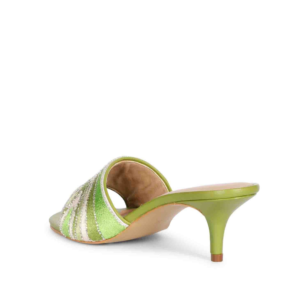 Saint Rina Green Hand Embroidered Leather Stilettos