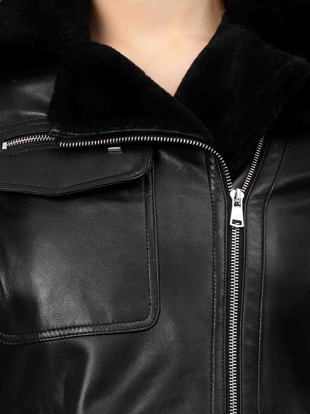 Saint Darcy Black Leather Women Biker Jacket