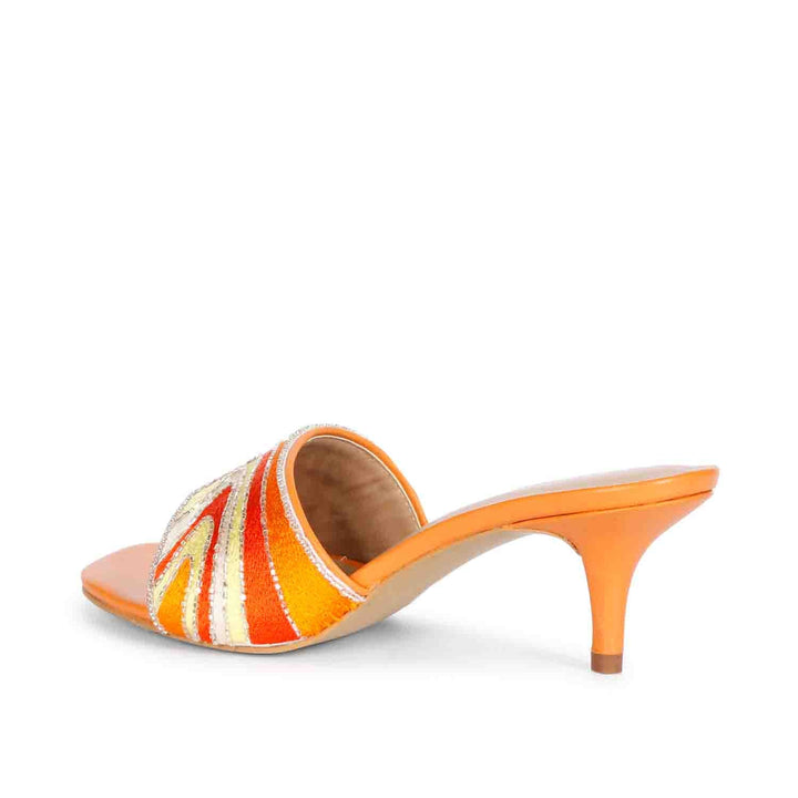 Saint Rina Orange Hand Embroidered Leather Stilettos