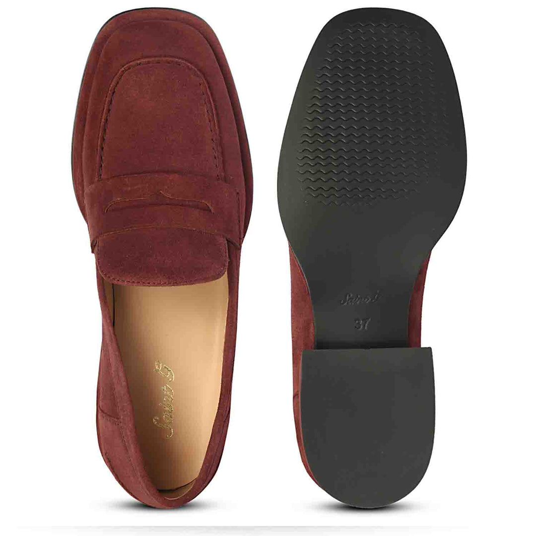 Saint Carla Burgundy Suede Leather Saddle Moccasins