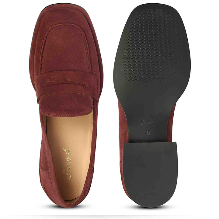 Saint Carla Burgundy Suede Leather Saddle Moccasins