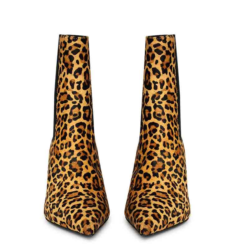 Saint Oriana Leo Print Leather Ankle Boots