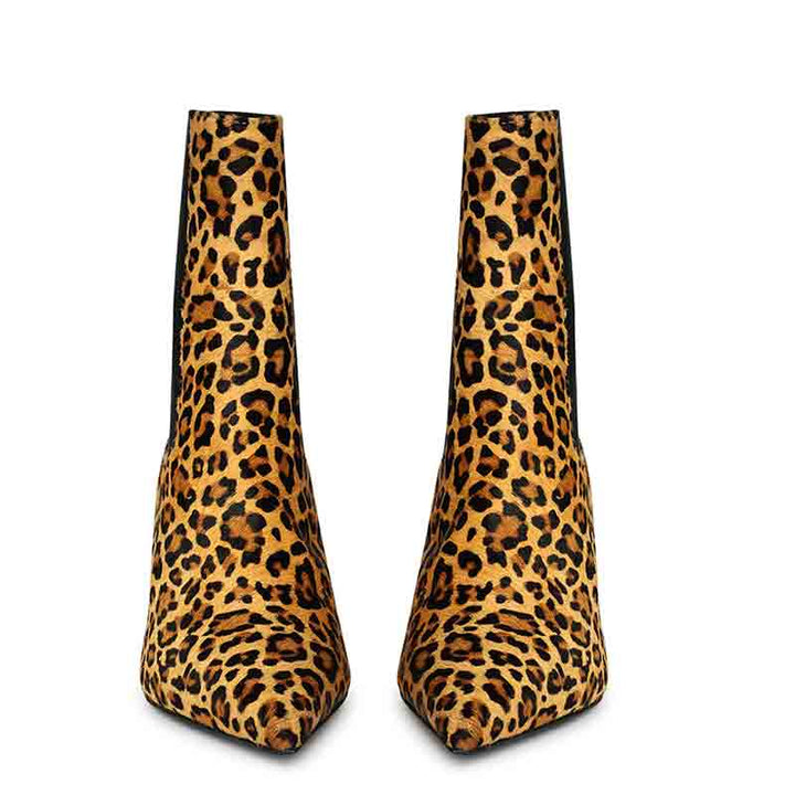 Saint Oriana Leo Print Leather Ankle Boots