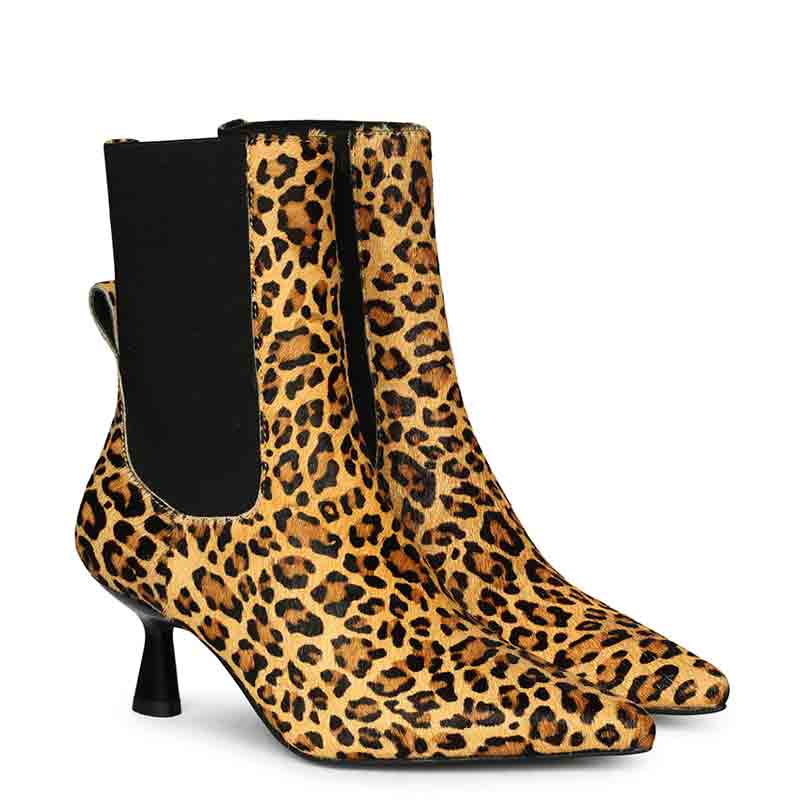Saint Oriana Leo Print Leather Ankle Boots