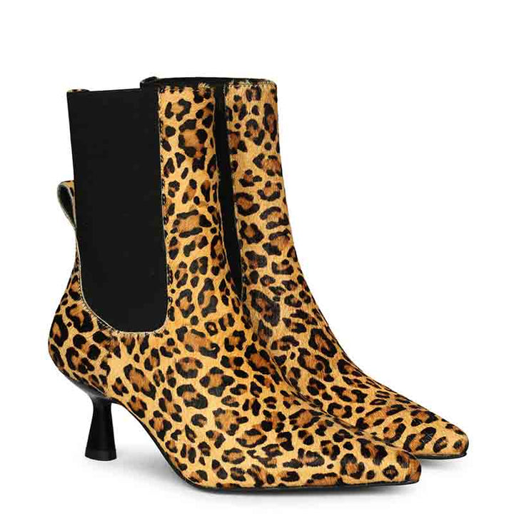 Saint Oriana Leo Print Leather Ankle Boots
