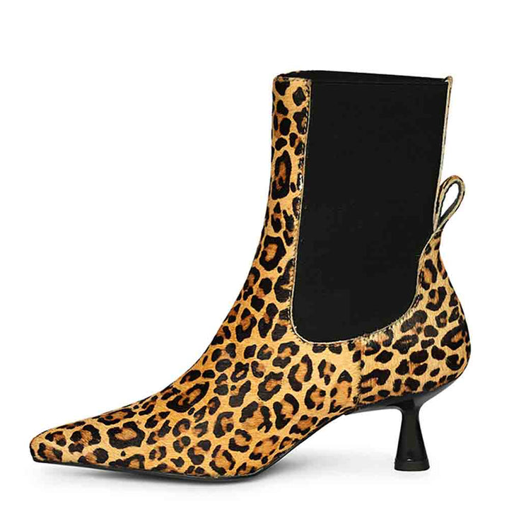 Saint Oriana Leo Print Leather Ankle Boots
