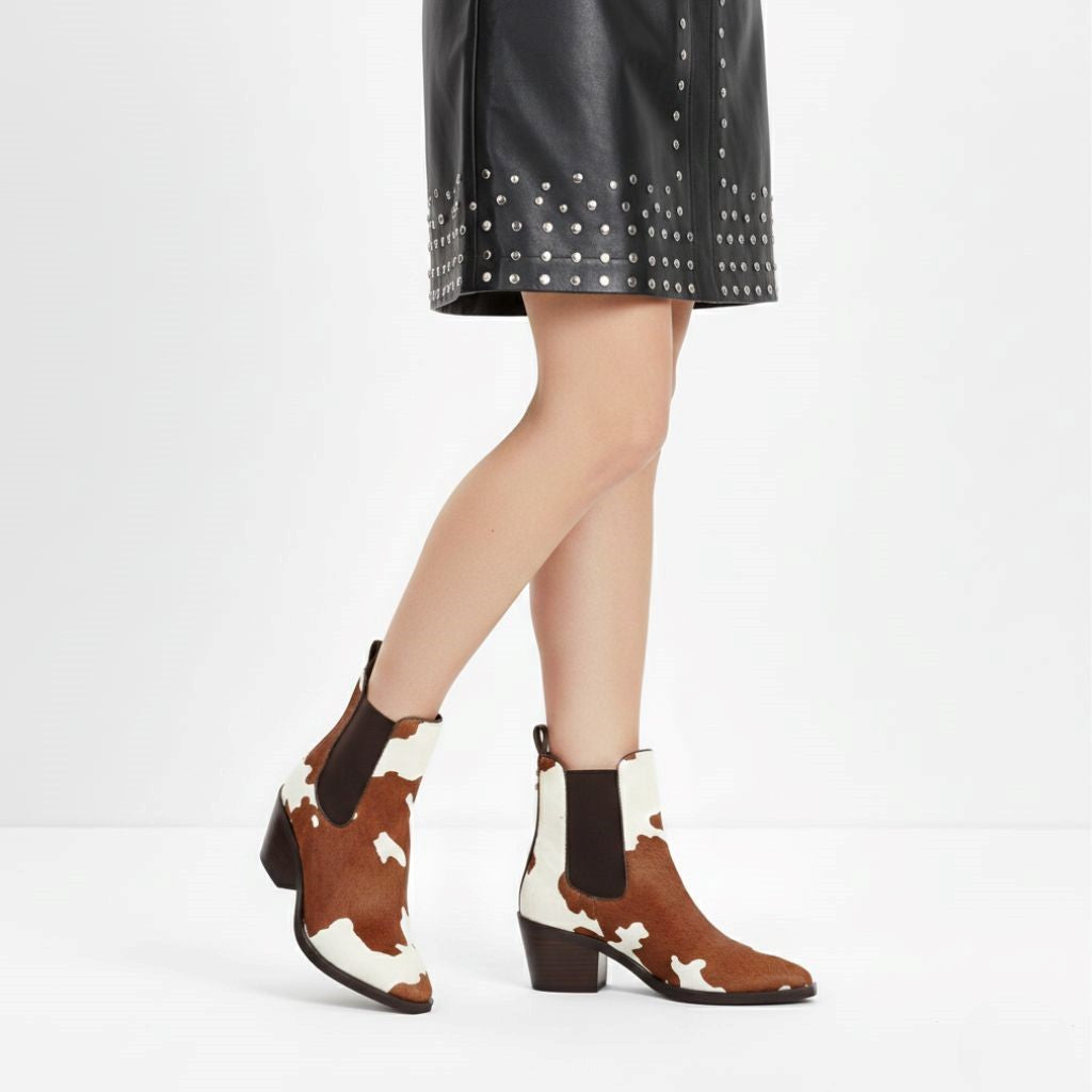 Saint Morrison Cloud Pony Hair Leather Ankle Boots