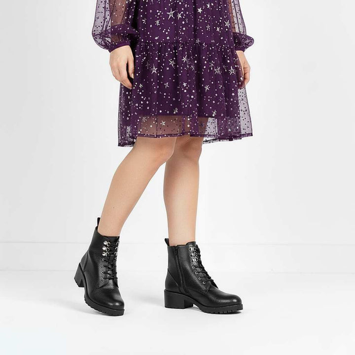 Saint Moira Black Leather Lace up Ankle Boots