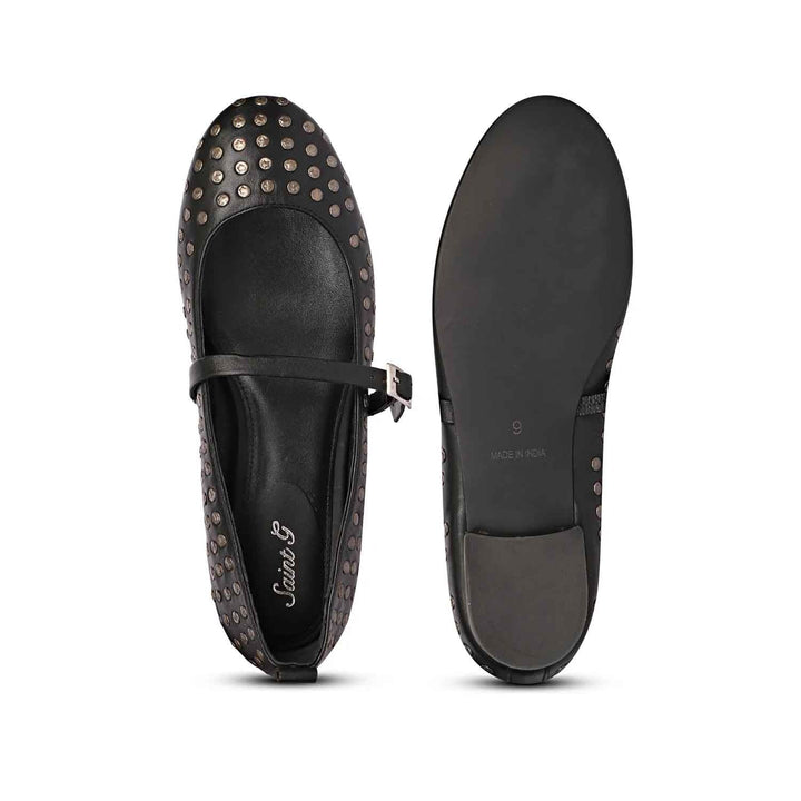 Saint Aleah Black Studded Ballerina