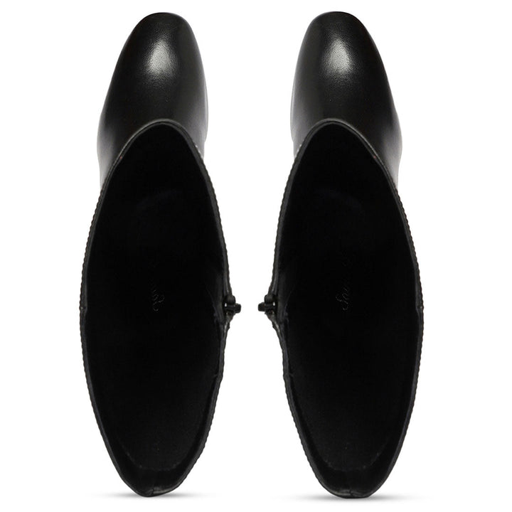 Saint Ivanna Black Leather Knee High Boots - SaintG India