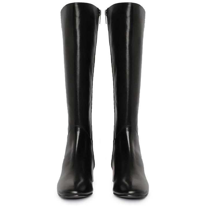 Saint Ivanna Black Leather Knee High Boots - SaintG India