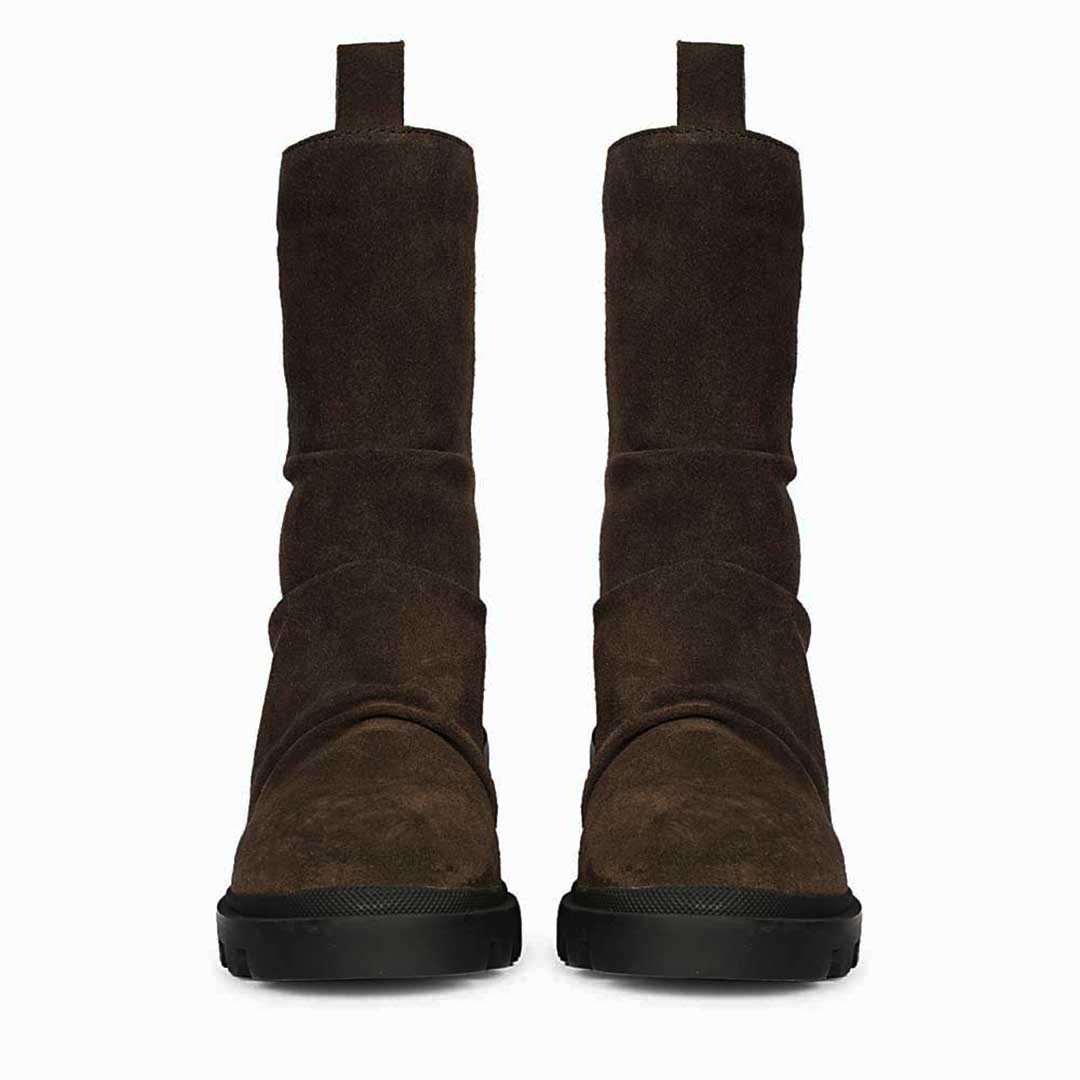 Saint Celestia Brown Leather Crystal High Ankle Boots