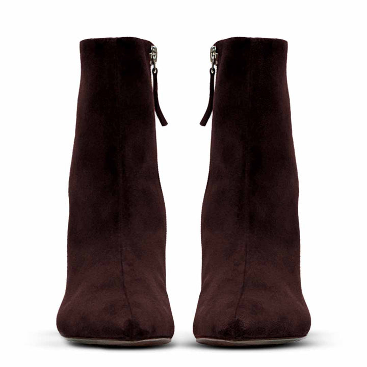 Saint Romola Wine Suede Leather Stiletto Ankle Boots