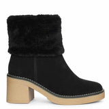 Saint Glacienne Black Suede Leather Fur Cuff Ankle Boots