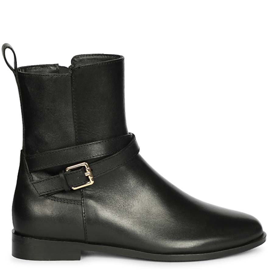 Saint Zola Black Leather Buckle Ankle Boots