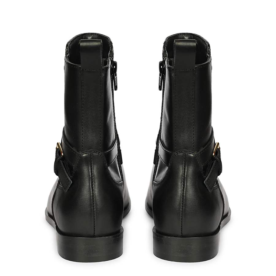 Saint Zola Black Leather Buckle Ankle Boots