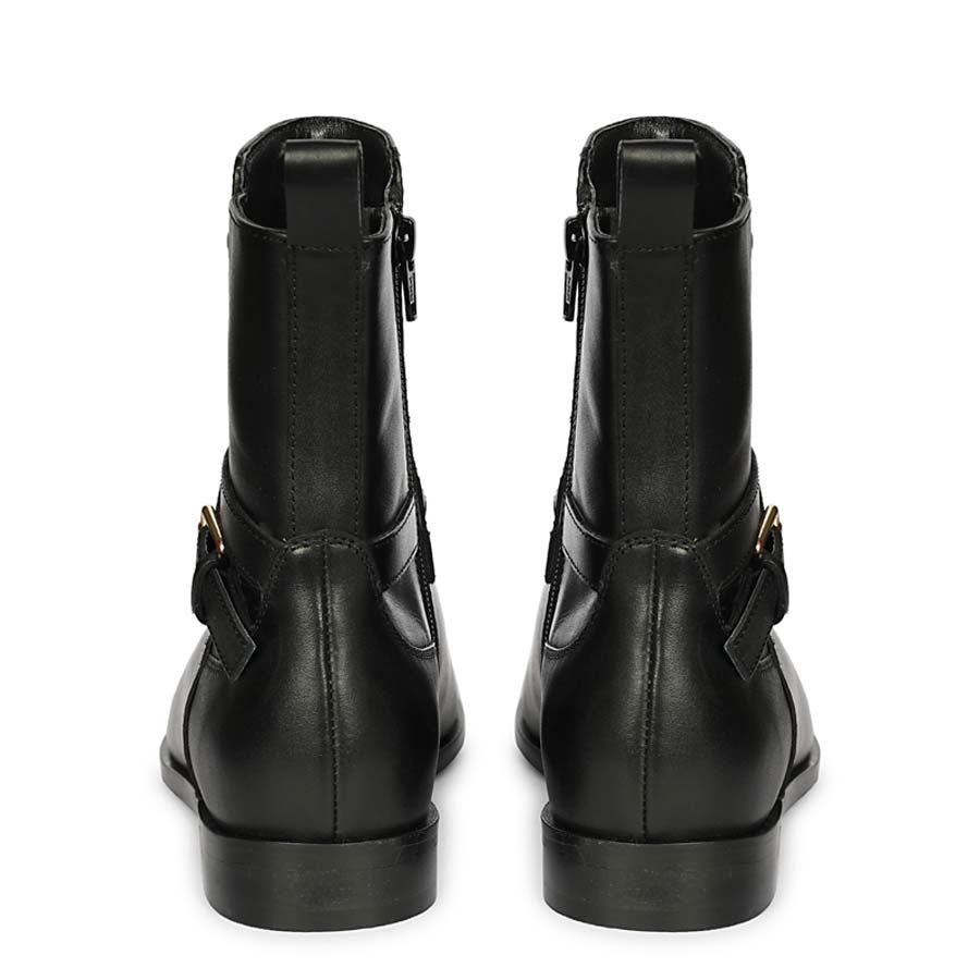 Saint Zola Black Leather Buckle Ankle Boots