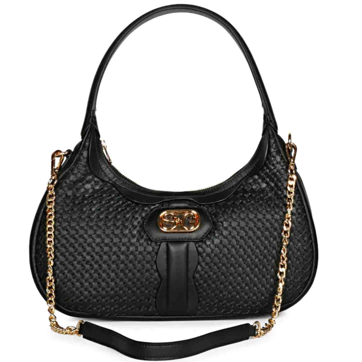 Tesorina Black Hand Woven Leather Hobo Bags, gift for her