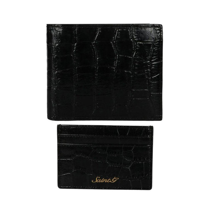 Black Croco Leather Men's Wallet Set.