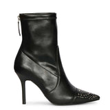Saint Estrella Studded Stretch Black Napa Stiletto Ankle Boots
