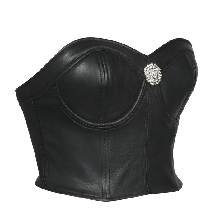 Saint Livia Women Black Leather Bustier