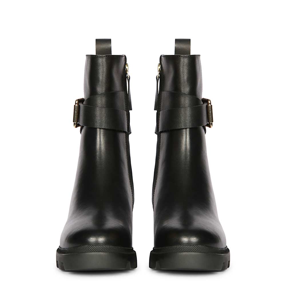 Saint Pamina Black Leather Buckle High Ankle Boots
