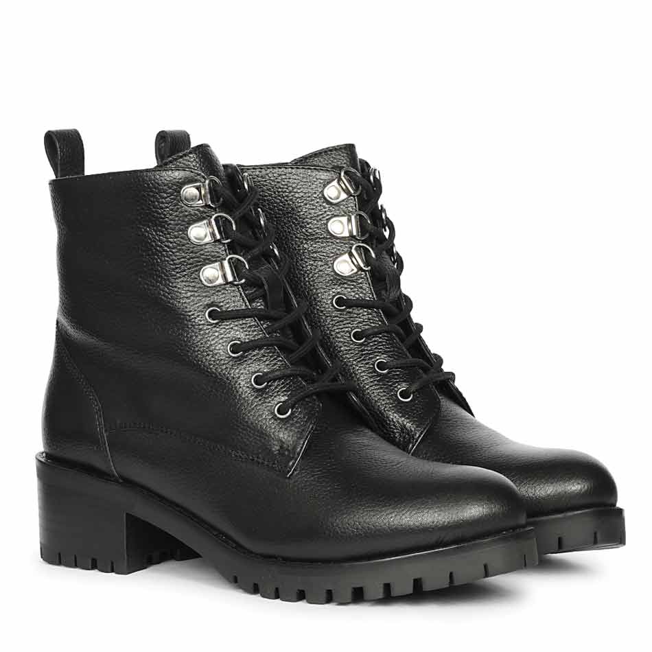 Saint Moira Black Leather Lace up Ankle Boots