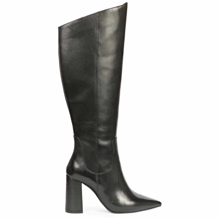Saint Celia Black Leather Block Heel Long Boots