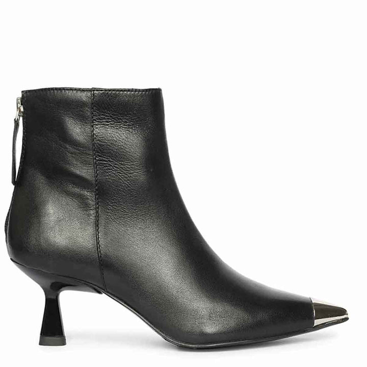 Saint Celvyn Black Leather Pointed Toe Cap Ankle Boots