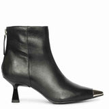 Saint Celvyn Black Leather Pointed Toe Cap Ankle Boots