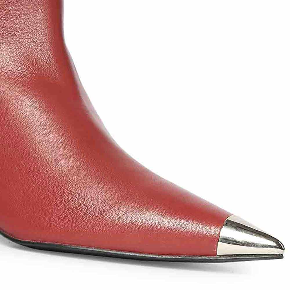 Saint Celvyn Bordo Leather Metal Capped Toe Ankle Boots