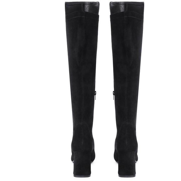 Saint Elexis Black Suede Leather Knee High Boots