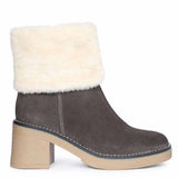 Saint Glacienne Charcoal Suede Leather Fur Cuff Ankle Boots