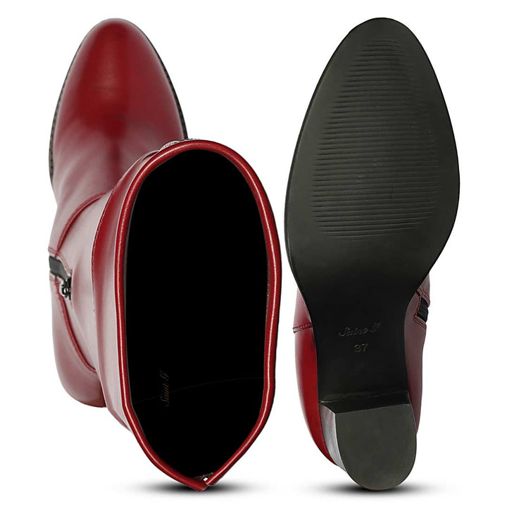 Saint Belinda Maroon Stretch Napa Thigh High Boots