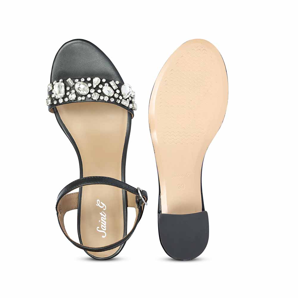 Stone Accent Black Dress Heels