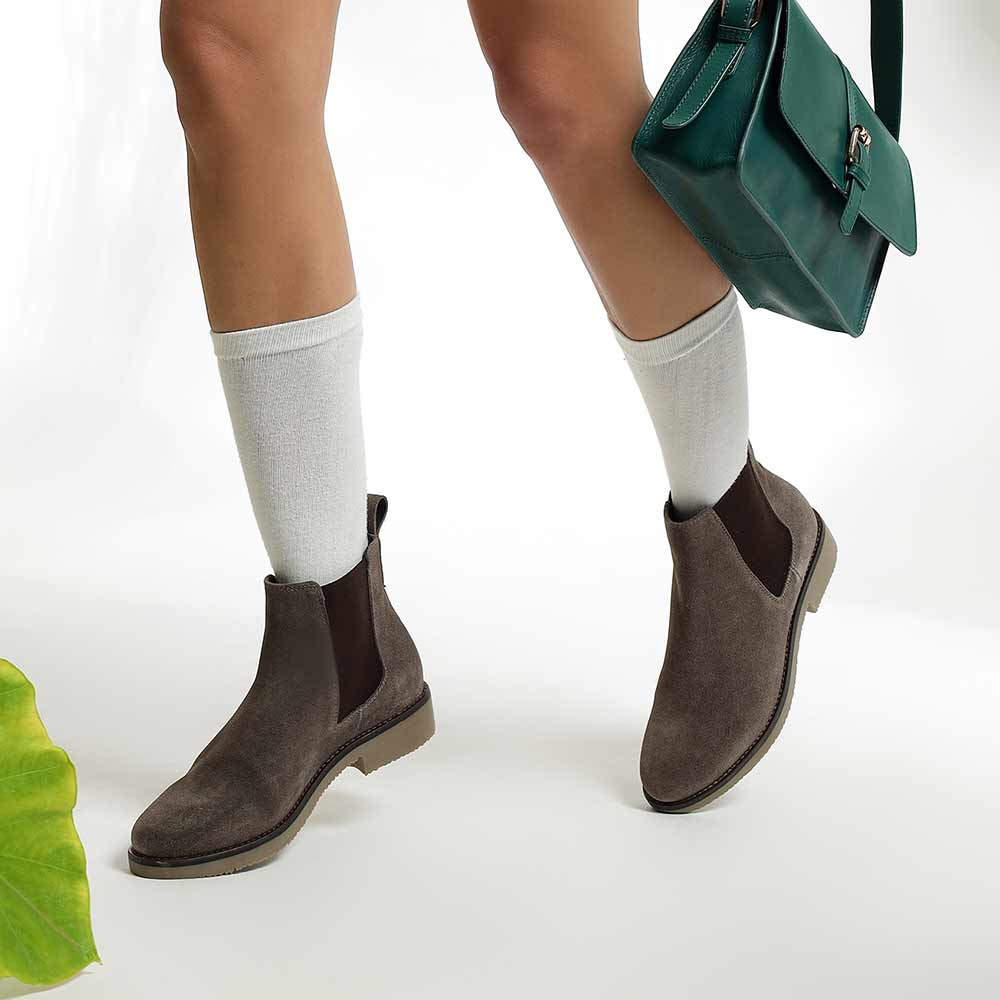 Saint Priscilla Charcoal Suede Ankle Boots