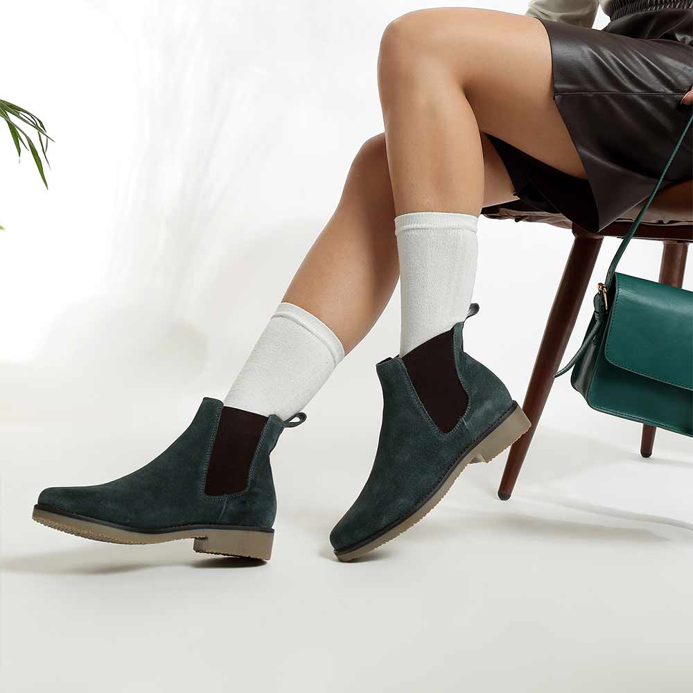 Saint Priscilla Teal Suede Ankle Boots