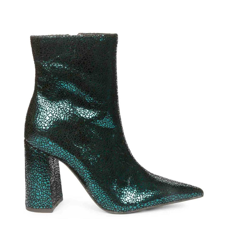 Saint Lorena Green Metallic Leather High Ankle Boots