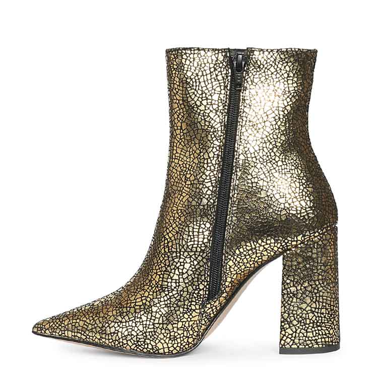 Saint Lorena Gold Metallic Leather High Ankle Boots