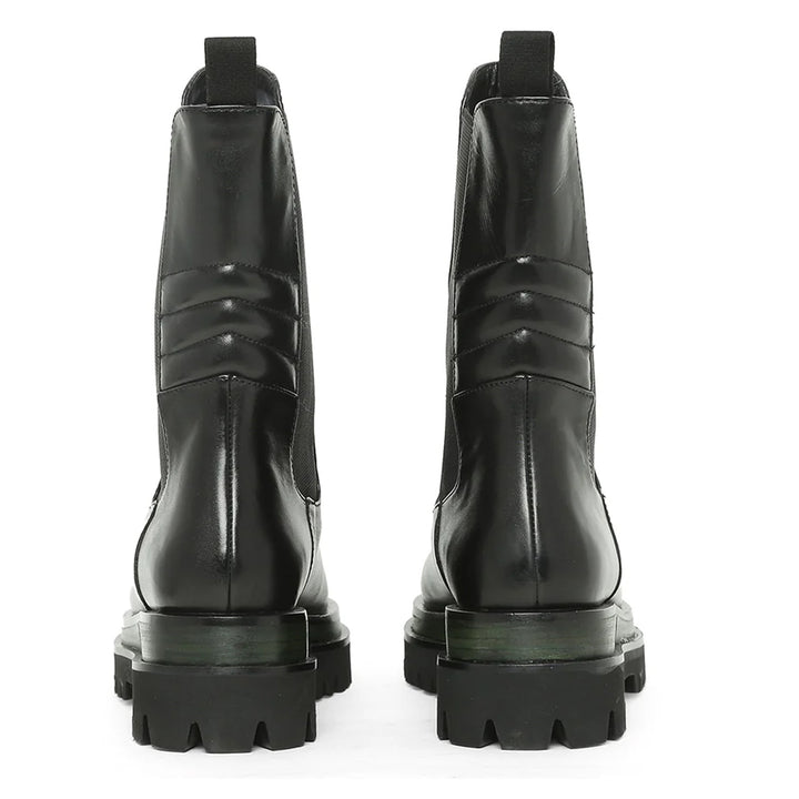 Saint Diana  Black Leather Zipper High Ankle Boots