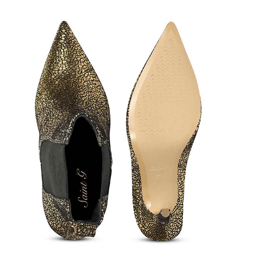 Saint Arely Gold Metallic Leather Stiletto Ankle Boots