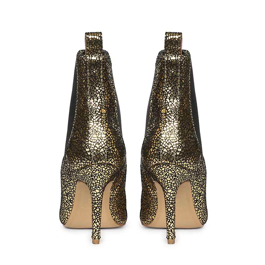 Saint Arely Gold Metallic Leather Stiletto Ankle Boots