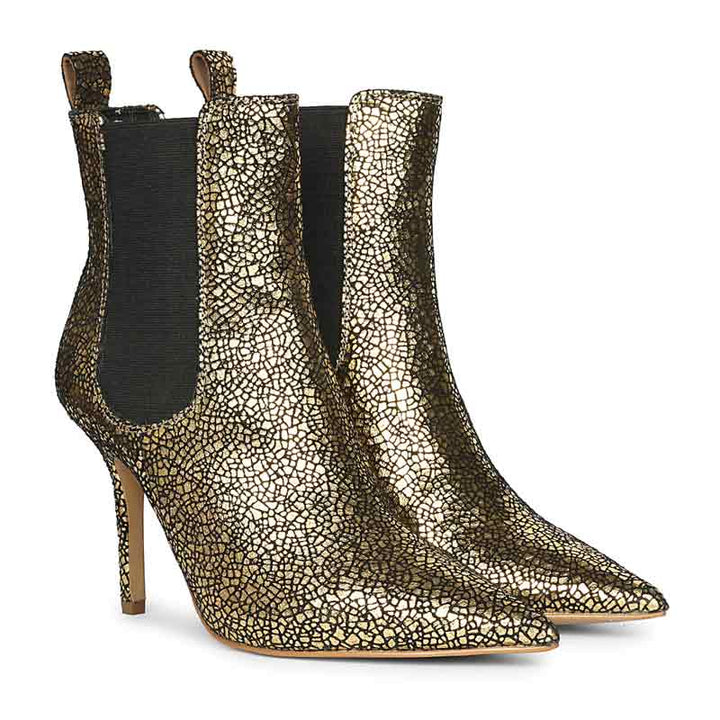 Saint Arely Gold Metallic Leather Stiletto Ankle Boots