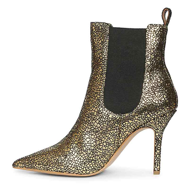 Saint Arely Gold Metallic Leather Stiletto Ankle Boots