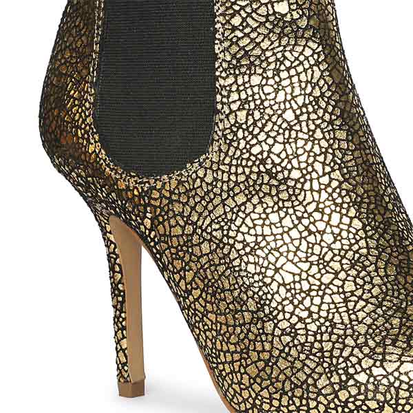 Saint Arely Gold Metallic Leather Stiletto Ankle Boots