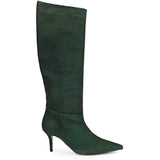 Saint Erin Green Suede Leather Kitten Heel Long Boots