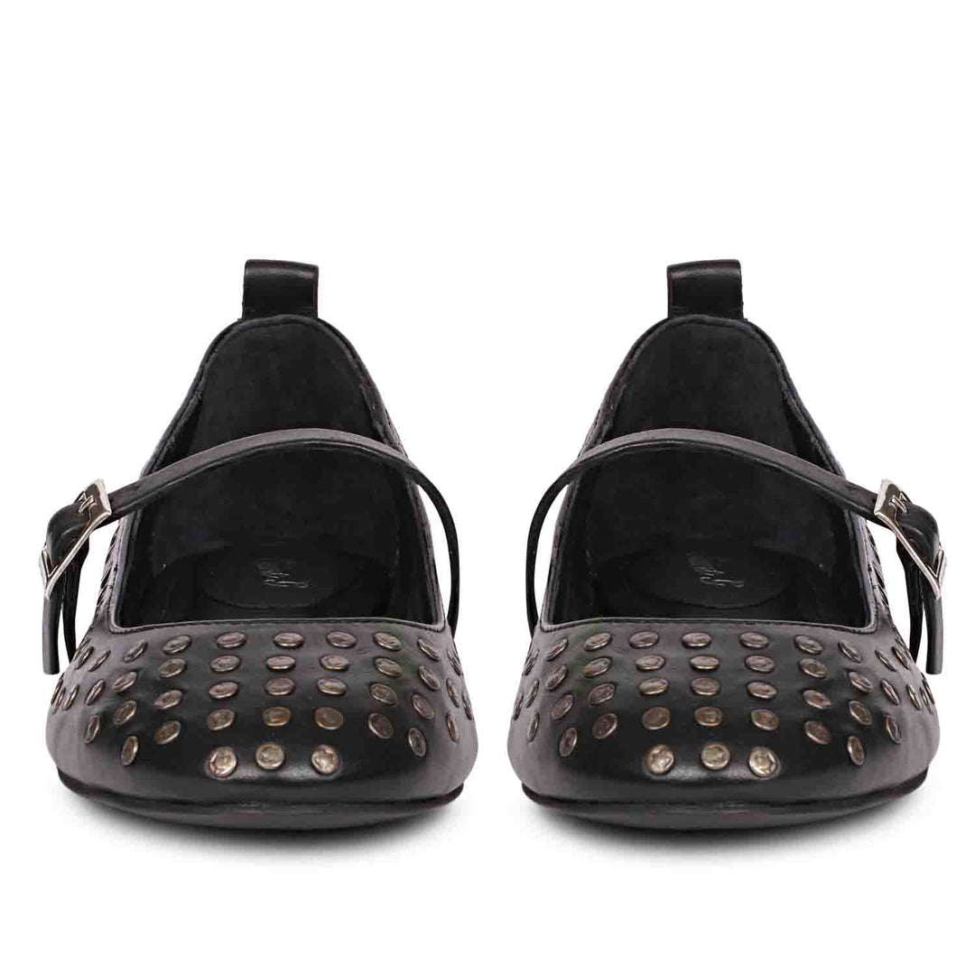 Saint Aleah Black Studded Ballerina