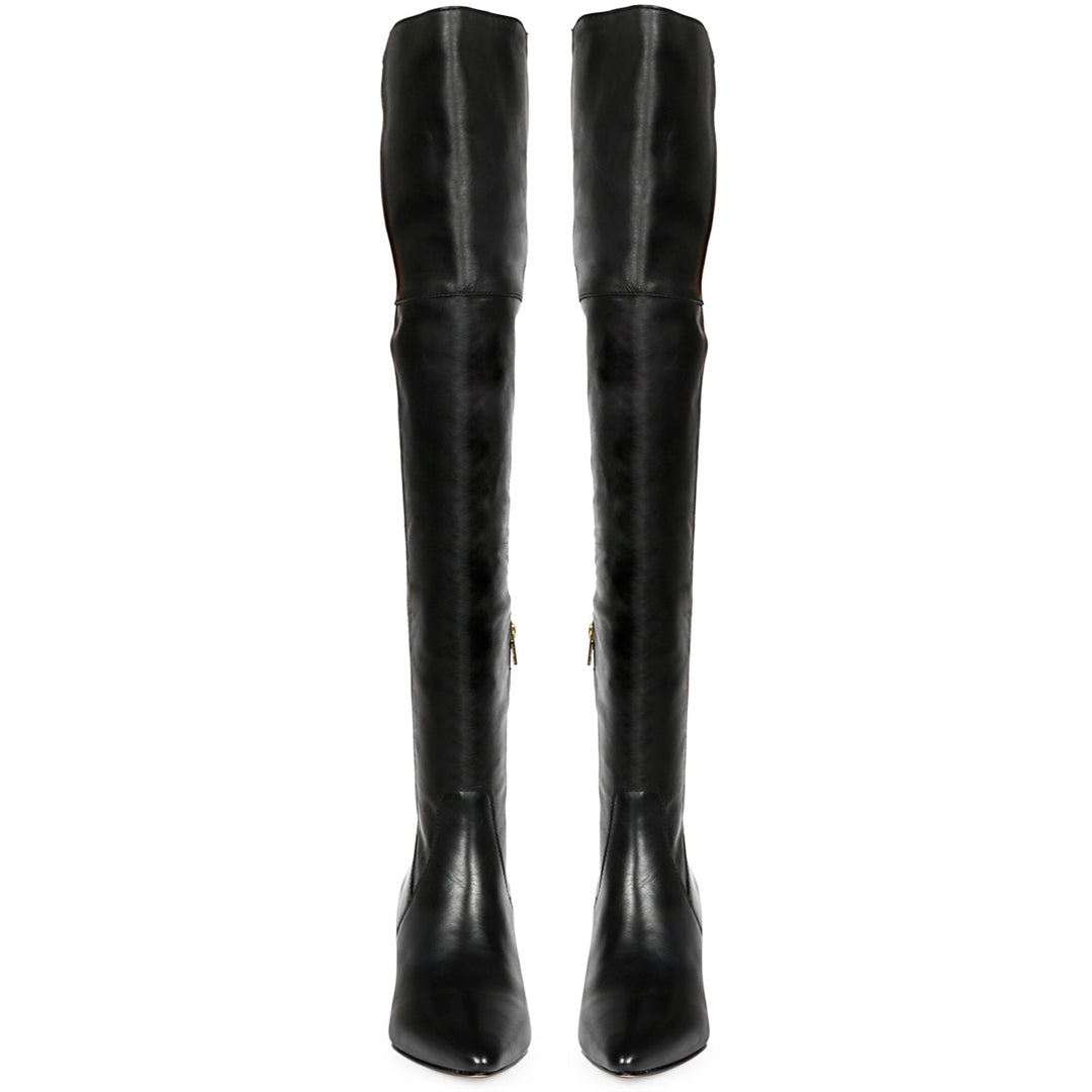 Saint Brigitte Black Stretch Napa Thigh High Boots